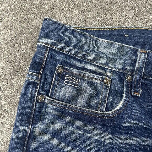 G Star RAW 3301 Jeans Men 34x32 Blue 3301 Slim Straight Stretch Denim Whiskered - Picture 4 of 16